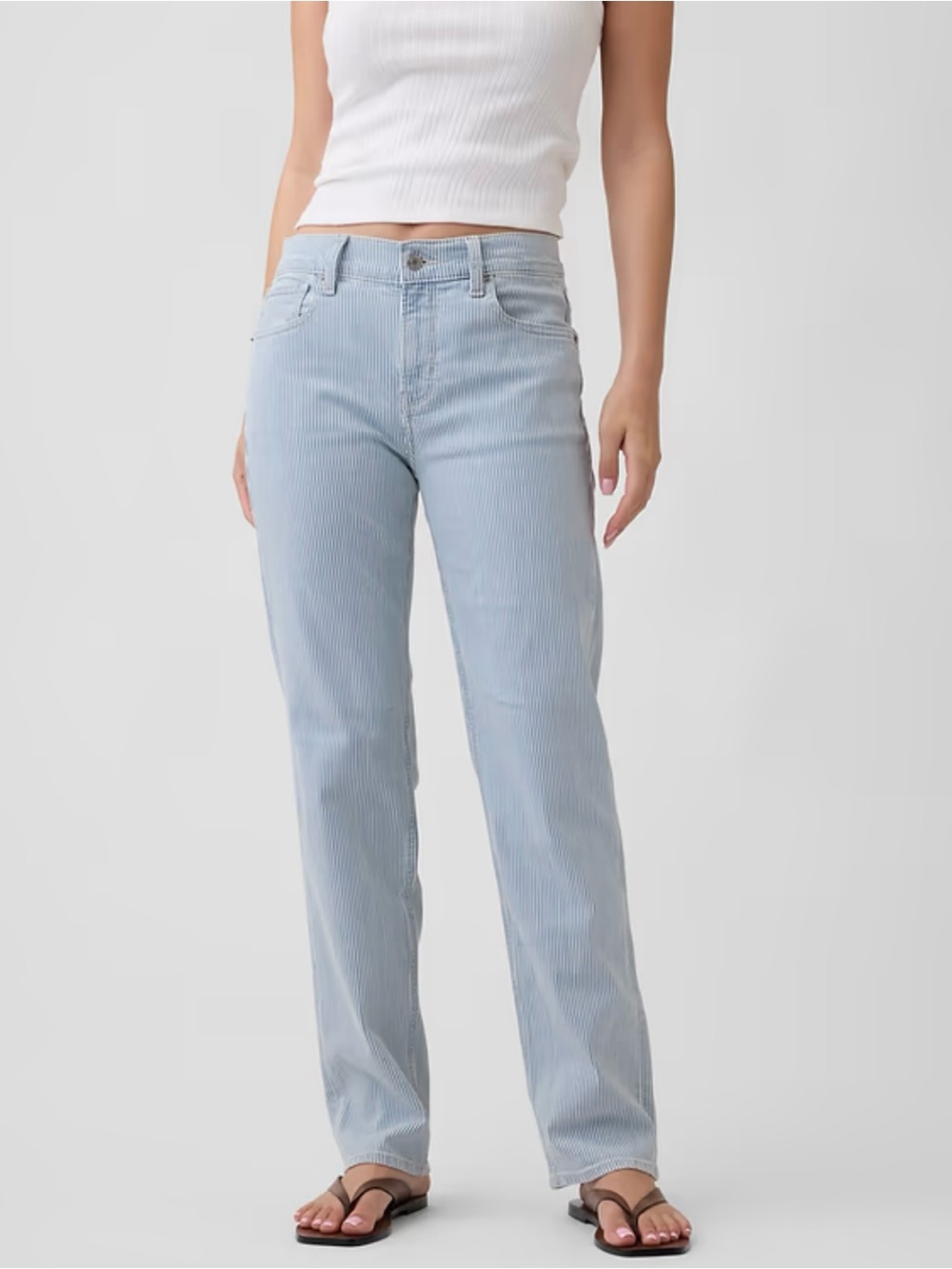 Mid Rise Stripe '90s Slim Straight Jeans 28L